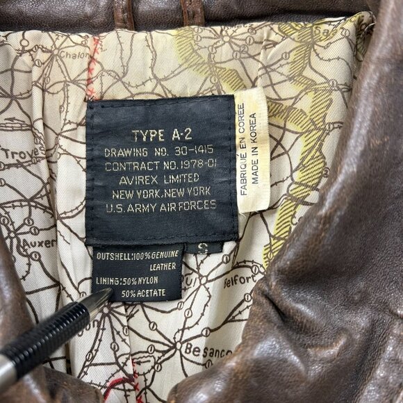 Vintage Avirex Jacket Mens Small Leather Bomber Coat Glenn Miller AAF Band USO - Picture 7 of 16